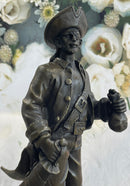 Pirate With Treasure Chest and Sword Bronze Sculpture 14" x 5"