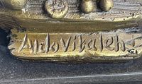 Pirate With Treasure Chest and Sword Bronze Sculpture 14" x 5"