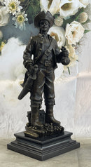 Pirate With Treasure Chest and Sword Bronze Sculpture 14" x 5"