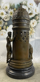 Oriental Peeping Ali Bronze Sculpture Harem Arab Men Nude Female by Bergman 15" x 6"