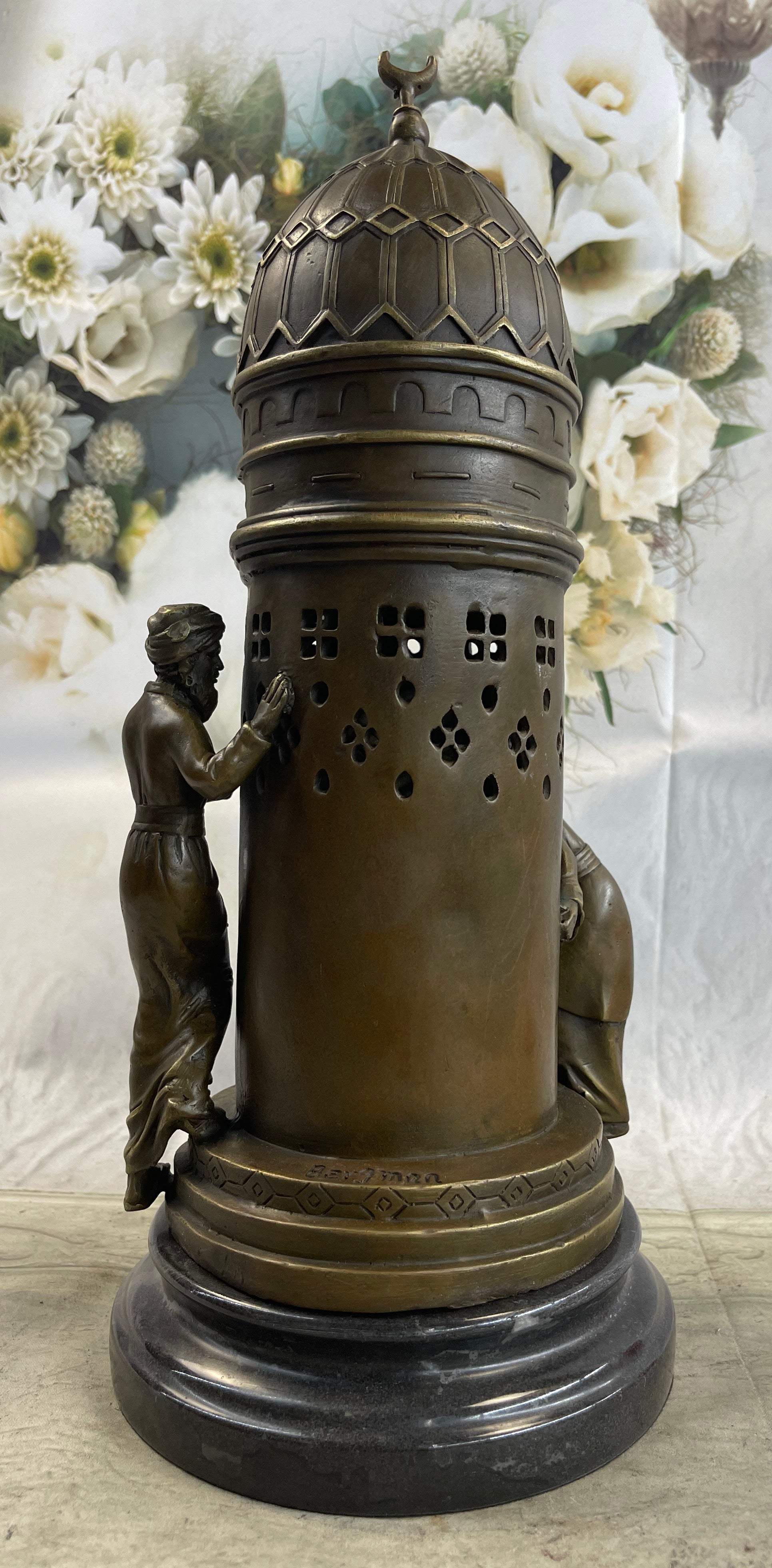 Oriental Peeping Ali Bronze Sculpture Harem Arab Men Nude Female by Bergman 15" x 6"