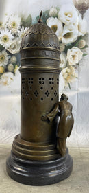 Oriental Peeping Ali Bronze Sculpture Harem Arab Men Nude Female by Bergman 15" x 6"