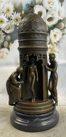 Oriental Peeping Ali Bronze Sculpture Harem Arab Men Nude Female by Bergman 15" x 6"