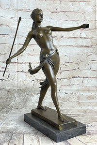 Hippolyta Amazon Warrior Queen Bronze Statue Sculpture Nude Figure on Marble Base