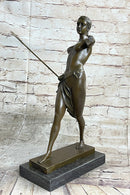Hippolyta Amazon Warrior Queen Bronze Statue Sculpture Nude Figure on Marble Base
