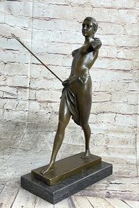 Hippolyta Amazon Warrior Queen Bronze Statue Sculpture Nude Figure on Marble Base