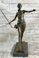Hippolyta Amazon Warrior Queen Bronze Statue Sculpture Nude Figure on Marble Base