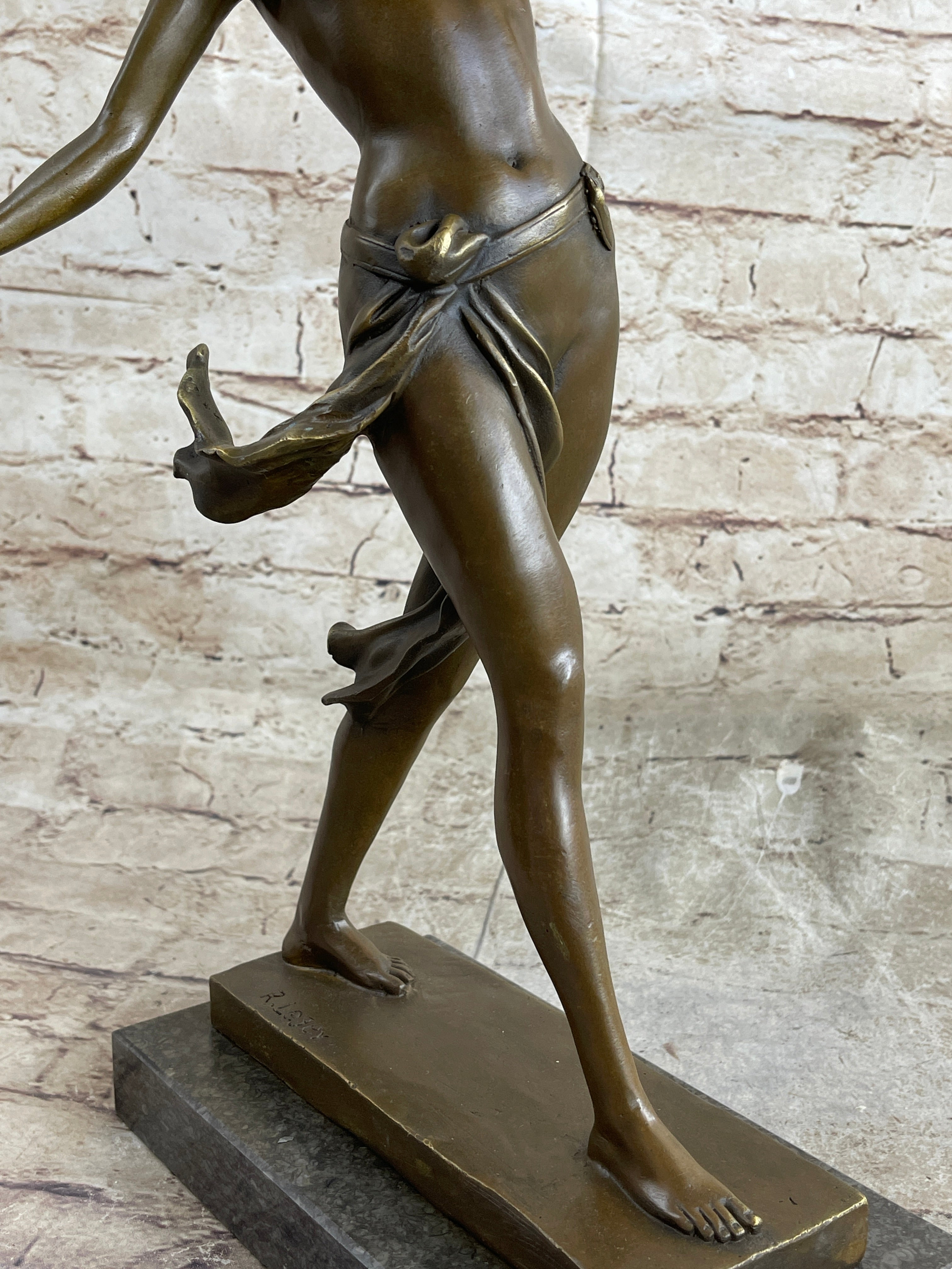 Hippolyta Amazon Warrior Queen Bronze Statue Sculpture Nude Figure on Marble Base