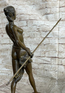 Hippolyta Amazon Warrior Queen Bronze Statue Sculpture Nude Figure on Marble Base