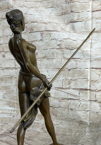 Hippolyta Amazon Warrior Queen Bronze Statue Sculpture Nude Figure on Marble Base