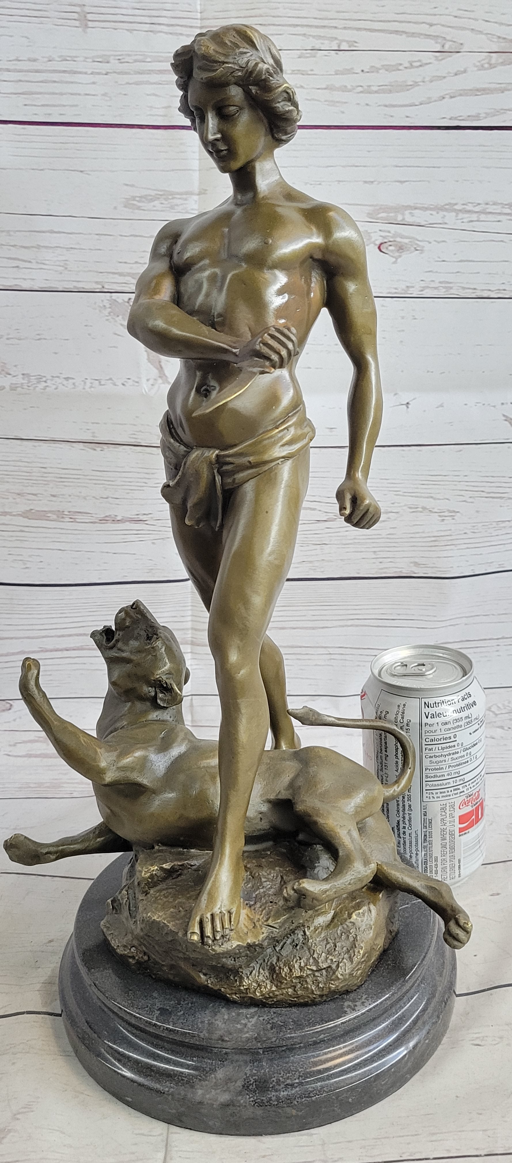 Loys Potet Lion Slayer Bronze Metal Sculpture Art Deco