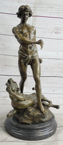 Loys Potet Lion Slayer Bronze Metal Sculpture Art Deco