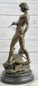 Loys Potet Lion Slayer Bronze Metal Sculpture Art Deco