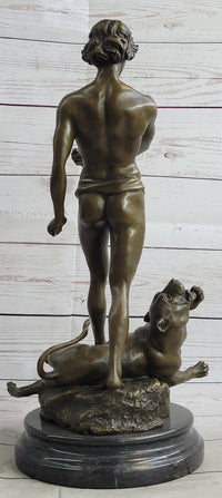 Loys Potet Lion Slayer Bronze Metal Sculpture Art Deco