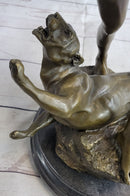 Loys Potet Lion Slayer Bronze Metal Sculpture Art Deco