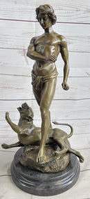 Loys Potet Lion Slayer Bronze Metal Sculpture Art Deco