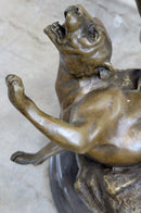 Hot Cast Art Deco Young Boy Killing Cougar with Dagger Bronze