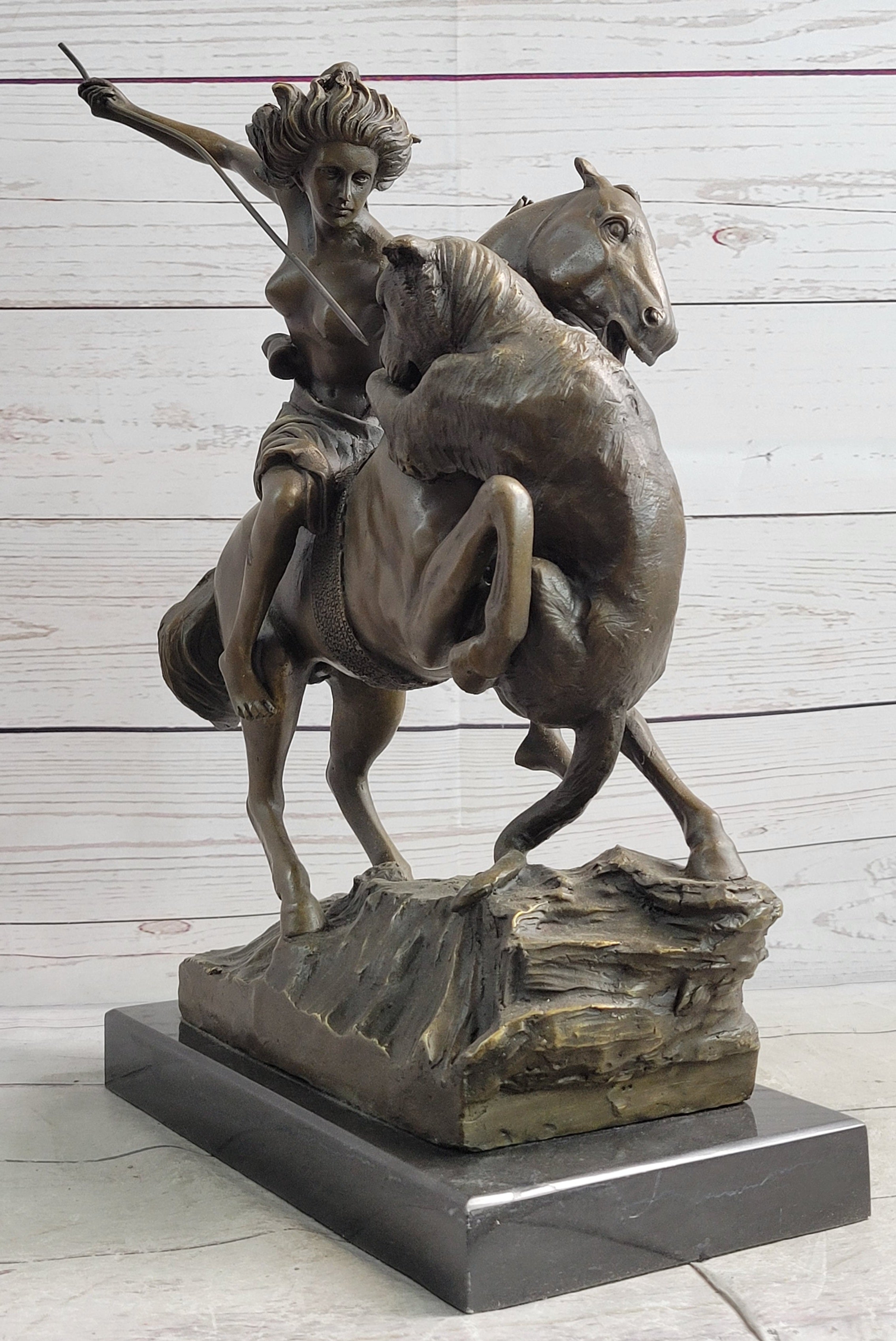 Nude Mounted Amazon Attacked by a Panther by Karl Kiss Bronze Sculpture Statue