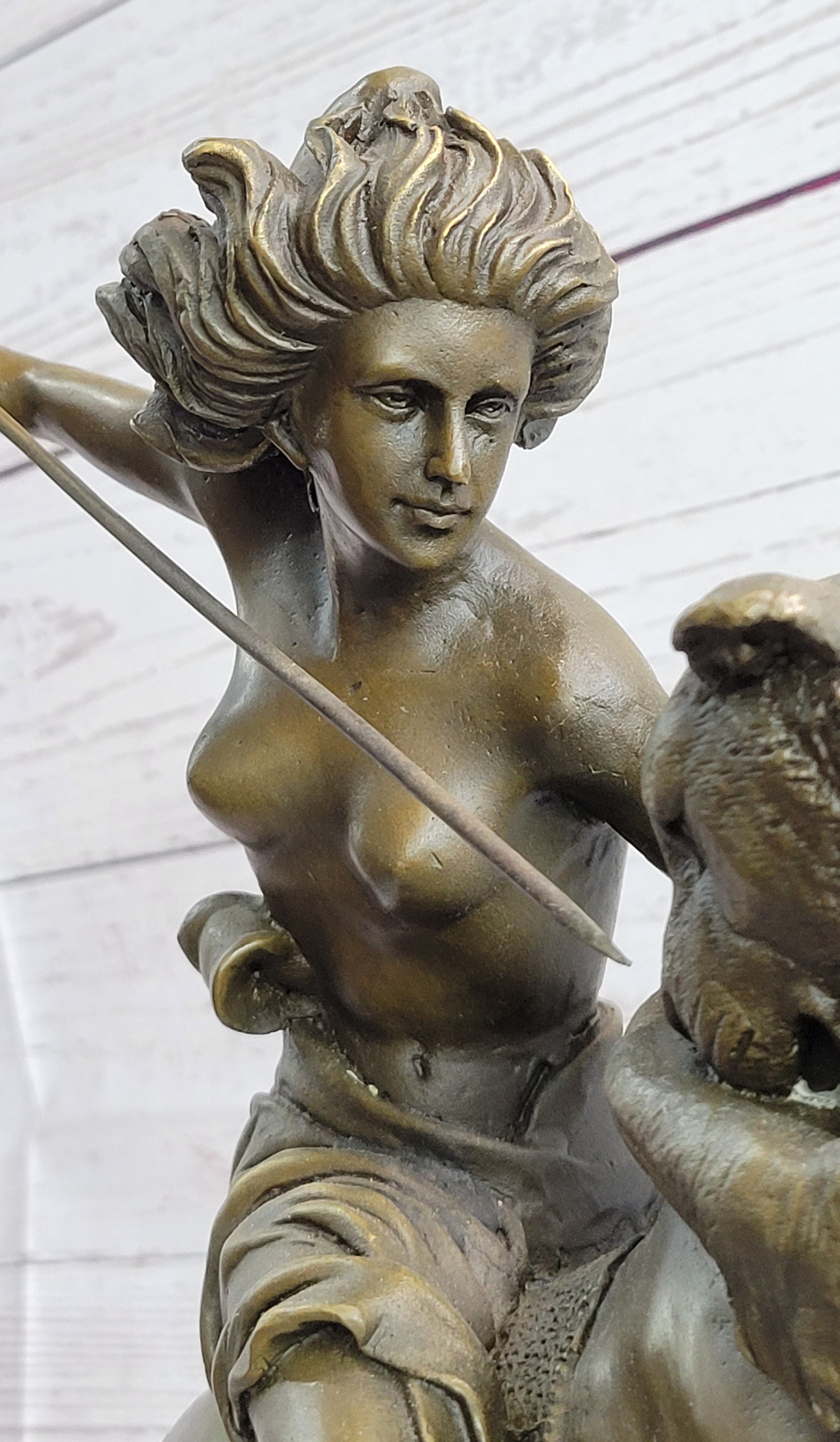 Nude Mounted Amazon Attacked by a Panther by Karl Kiss Bronze Sculpture Statue