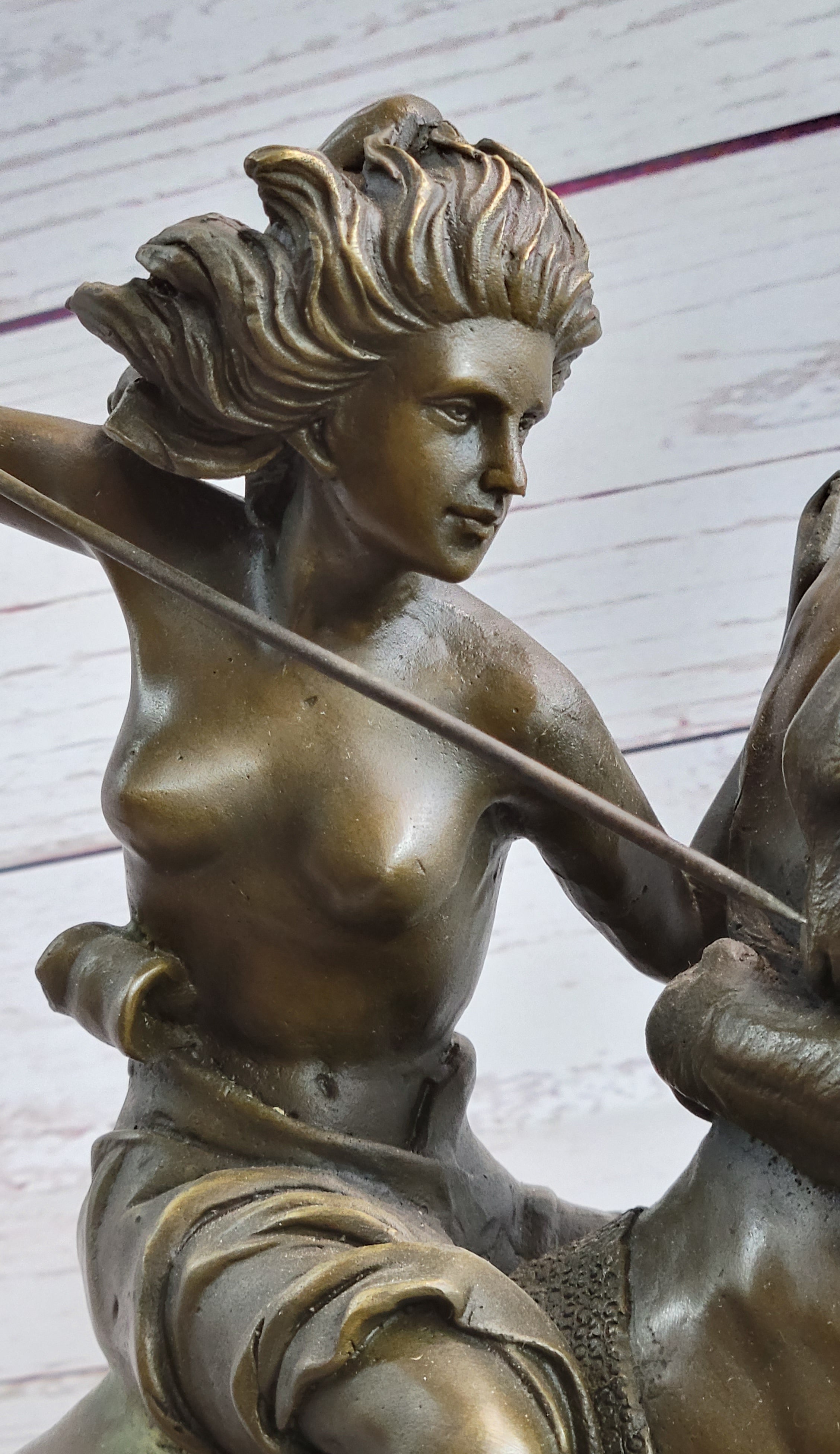 Nude Mounted Amazon Attacked by a Panther by Karl Kiss Bronze Sculpture Statue