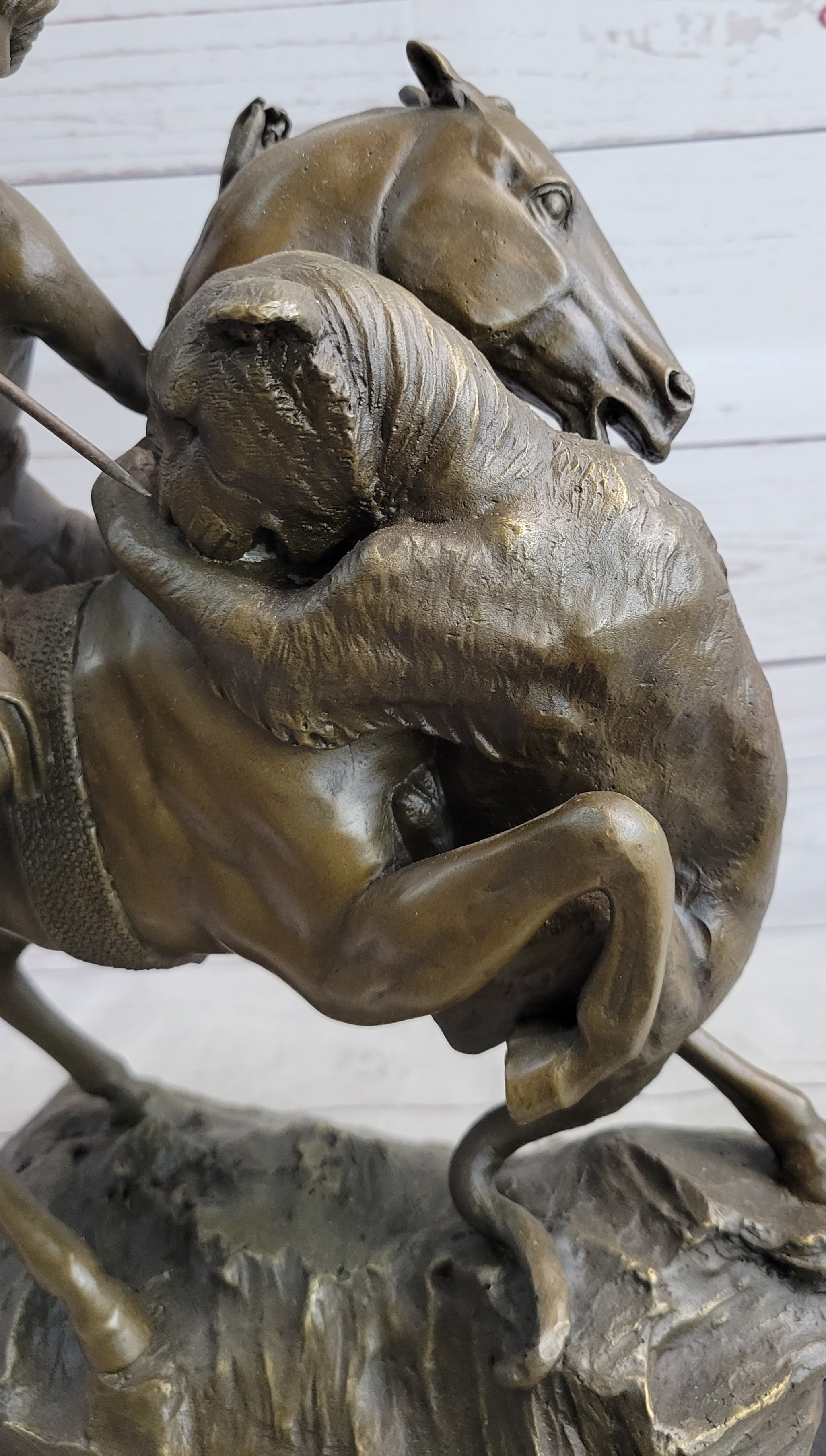 Nude Mounted Amazon Attacked by a Panther by Karl Kiss Bronze Sculpture Statue