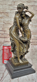 Sisters Embrace 2 Girls Bronze Sculpture 14" x 5"