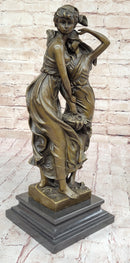 Sisters Embrace 2 Girls Bronze Sculpture 14" x 5"