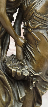 Sisters Embrace 2 Girls Bronze Sculpture 14" x 5"