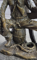 Cowboy & Horse Having a Drink Bronze Sculpture