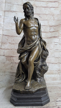 Jesus Christ Seated Bronze Sculpture Marble Base by Valli
