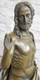 Jesus Christ Seated Bronze Sculpture Marble Base by Valli