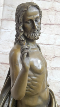 Jesus Christ Seated Bronze Sculpture Marble Base by Valli