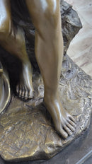 Jesus Christ Seated Bronze Sculpture Marble Base by Valli