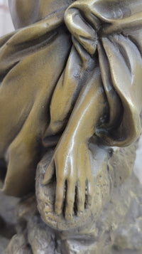 Jesus Christ Seated Bronze Sculpture Marble Base by Valli
