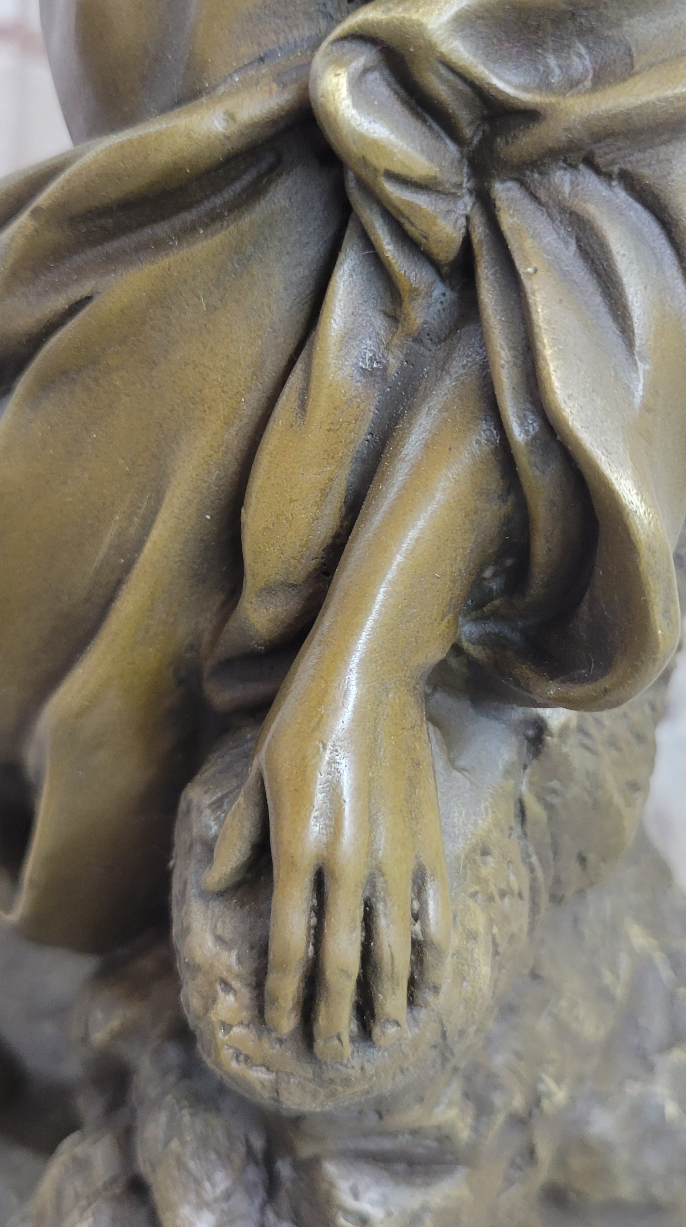Jesus Christ Seated Bronze Sculpture Marble Base by Valli