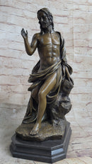 Jesus Christ Seated Bronze Sculpture Marble Base by Valli
