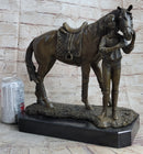 Equestrian Little Girl w/ Horse Bronze Sculpture 11" x 12"