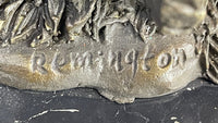 Cowboy on Horseback Hopping a Fence Bronze Sculpture