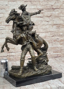 Hot Cast Bronze Cowboy Gunslinger Outlaw on Horseback