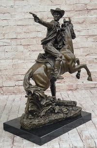 Hot Cast Bronze Cowboy Gunslinger Outlaw on Horseback