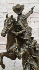 Hot Cast Bronze Cowboy Gunslinger Outlaw on Horseback