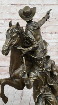 Hot Cast Bronze Cowboy Gunslinger Outlaw on Horseback