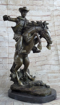 Bronco Buster Country Western Art Bronze Sculpture Cowboy on Horseback