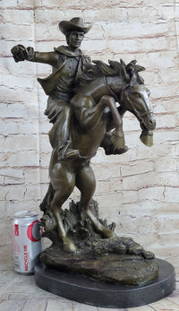 Bronco Buster Country Western Art Bronze Sculpture Cowboy on Horseback