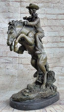 Bronco Buster Country Western Art Bronze Sculpture Cowboy on Horseback