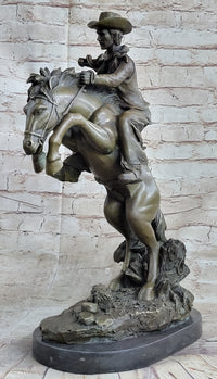 Bronco Buster Country Western Art Bronze Sculpture Cowboy on Horseback