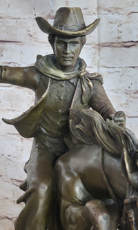Bronco Buster Country Western Art Bronze Sculpture Cowboy on Horseback
