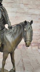 Wild West Cowboy With Hat Riding Horse Bronze Sculpture