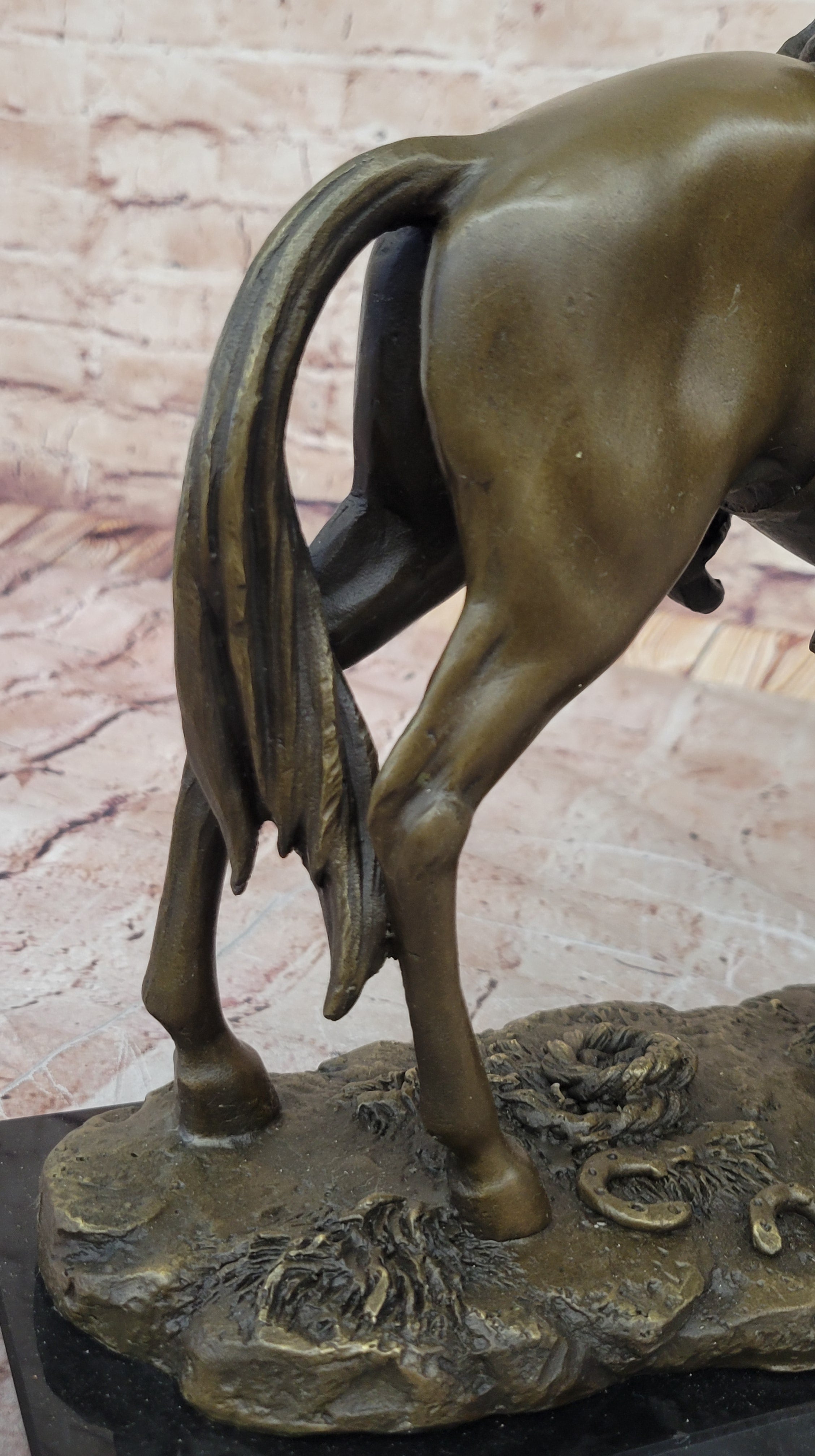 Wild West Cowboy With Hat Riding Horse Bronze Sculpture