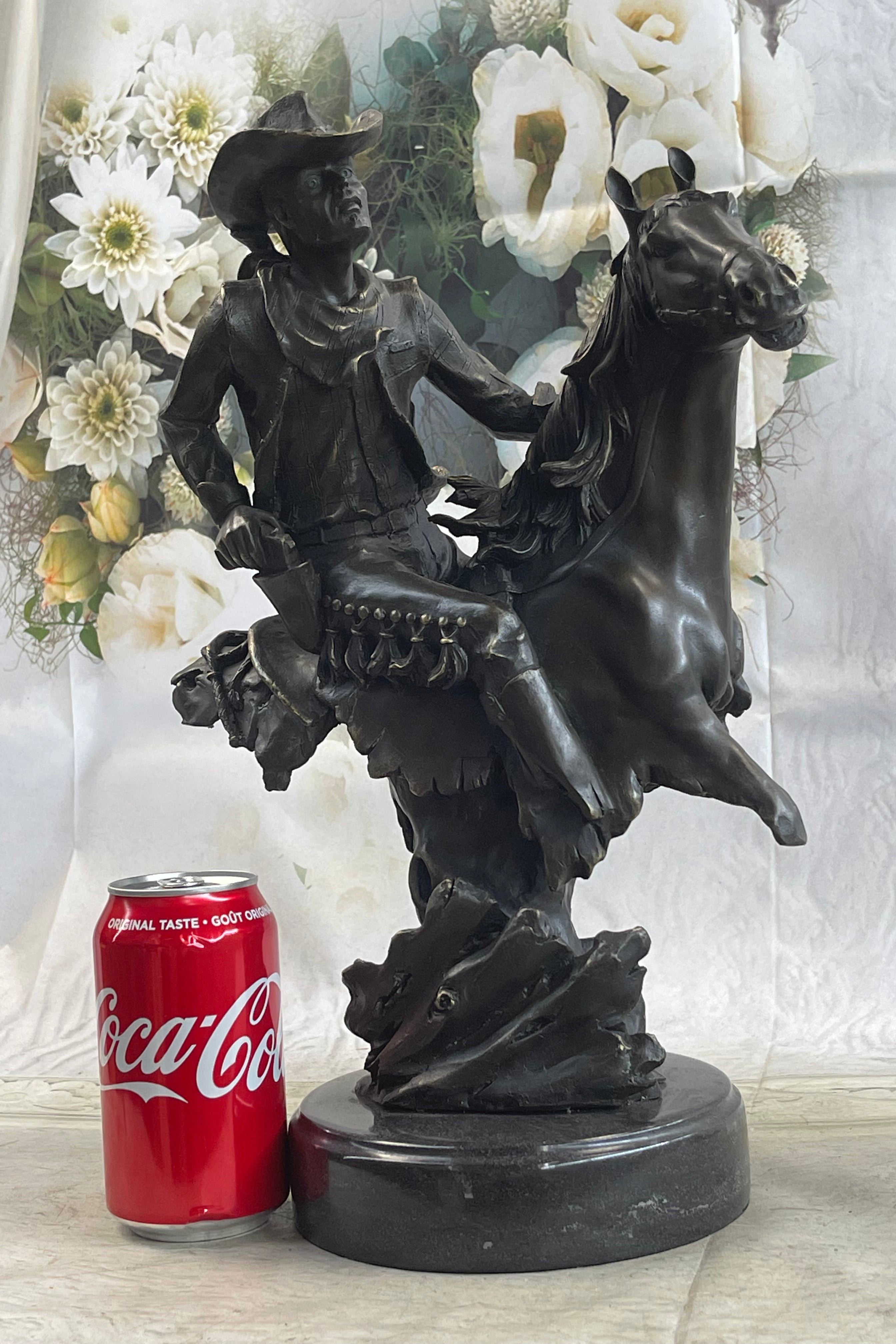 Abstract Modern Art Kamiko Outlaw Cowboy Horse Gun Bronze Sculpture